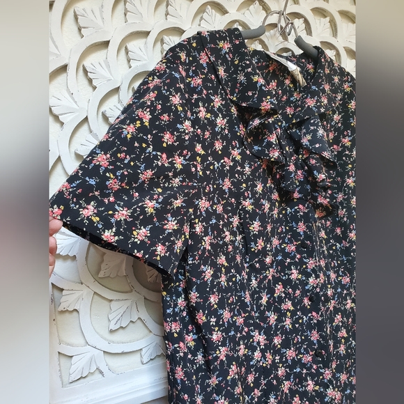 Vintage Black Ditsy Floral Maxi Dress by Kathy Lee Woman 18W - Picture 2 of 10